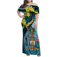 The Bahamas Family Matching Off Shoulder Maxi Dress and Hawaiian Shirt Bahamian Buttercup Polynesian Pattern