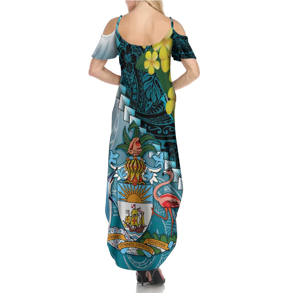 The Bahamas Family Matching Summer Maxi Dress and Hawaiian Shirt Bahamian Buttercup Polynesian Pattern