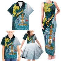 The Bahamas Family Matching Tank Maxi Dress and Hawaiian Shirt Bahamian Buttercup Polynesian Pattern