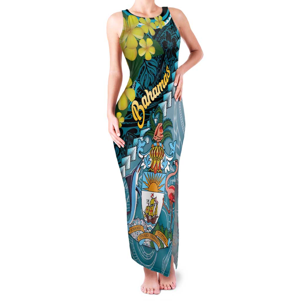 The Bahamas Family Matching Tank Maxi Dress and Hawaiian Shirt Bahamian Buttercup Polynesian Pattern