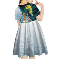 The Bahamas Kid Short Sleeve Dress Bahamian Buttercup Polynesian Pattern