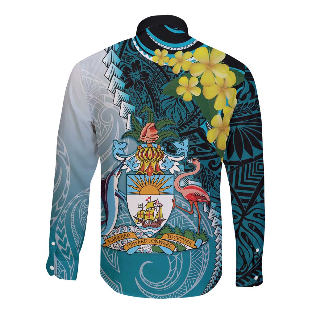 The Bahamas Long Sleeve Button Shirt Bahamian Buttercup Polynesian Pattern