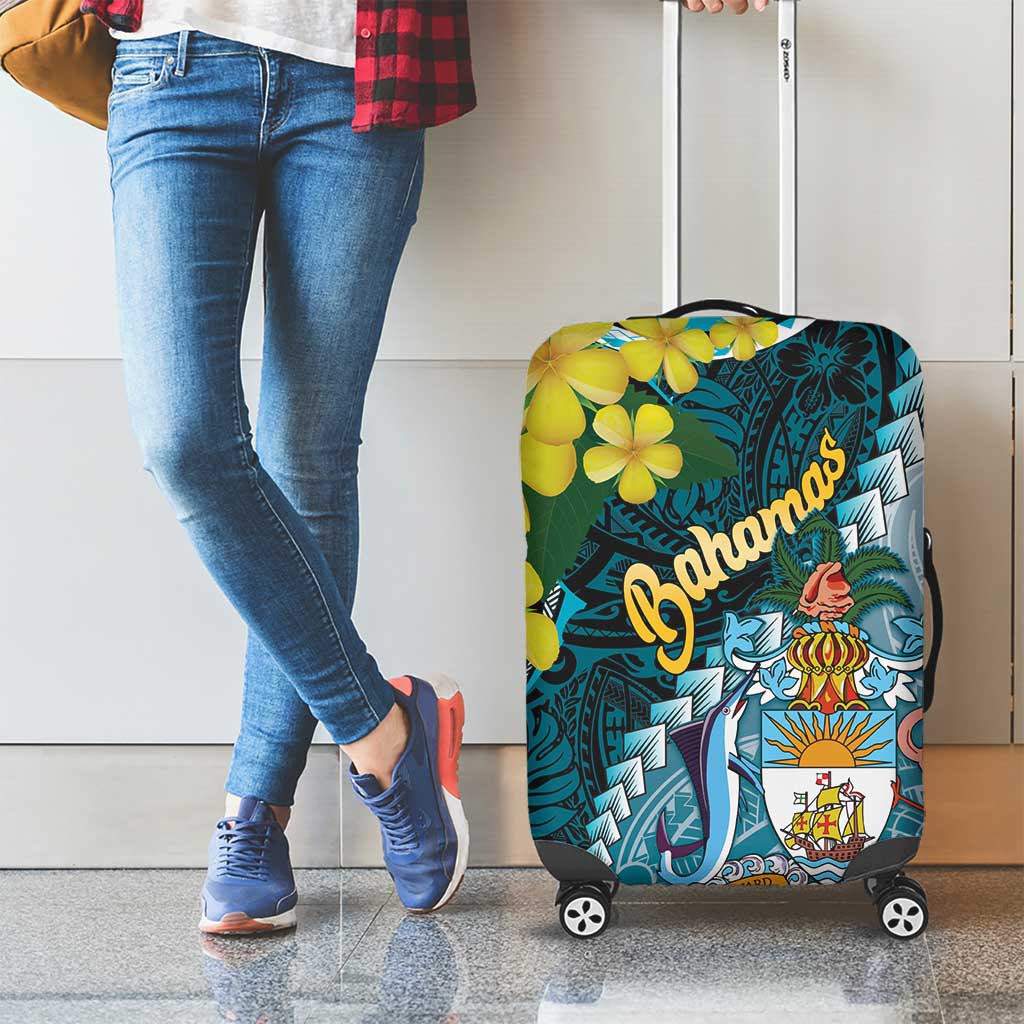The Bahamas Luggage Cover Bahamian Buttercup Polynesian Pattern