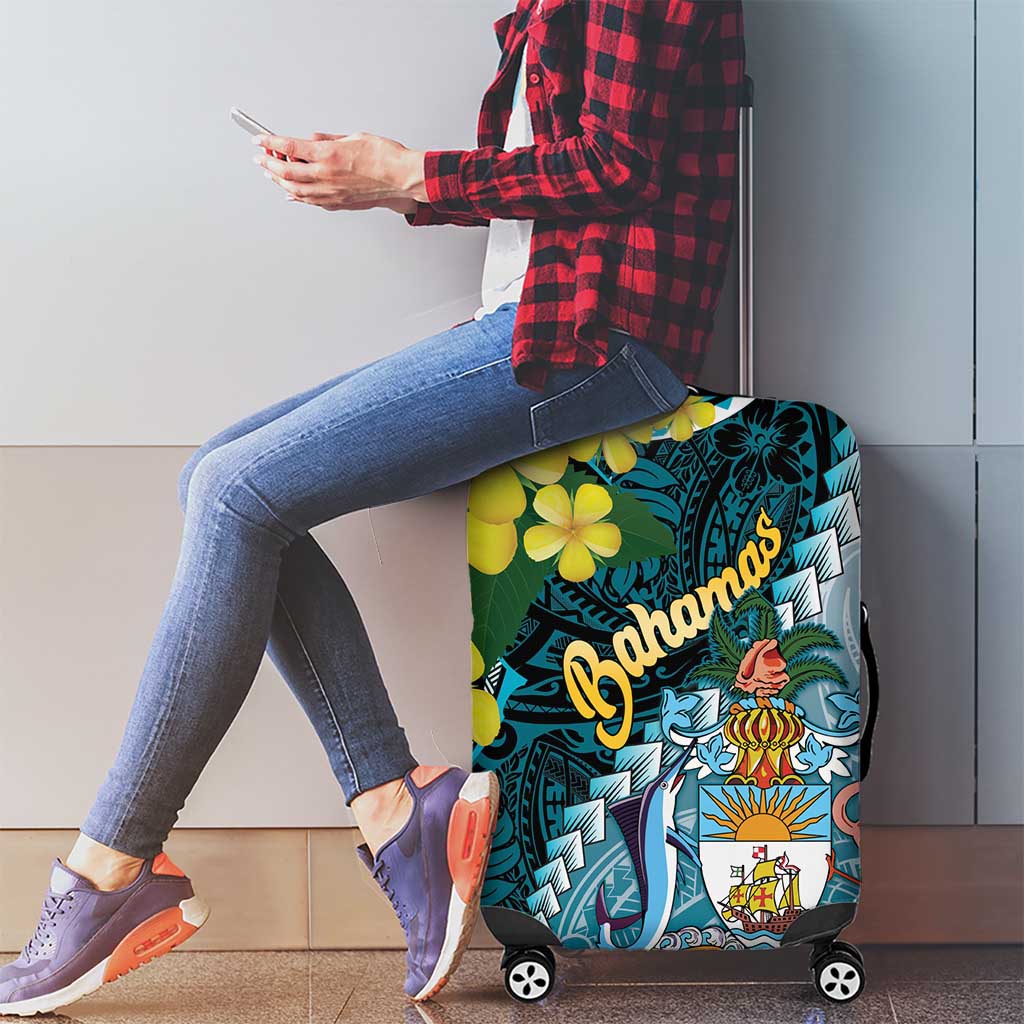 The Bahamas Luggage Cover Bahamian Buttercup Polynesian Pattern