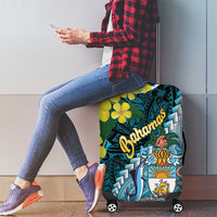 The Bahamas Luggage Cover Bahamian Buttercup Polynesian Pattern