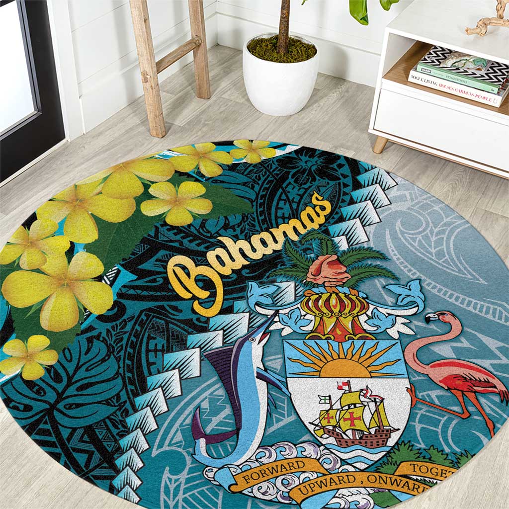 The Bahamas Round Carpet Bahamian Buttercup Polynesian Pattern