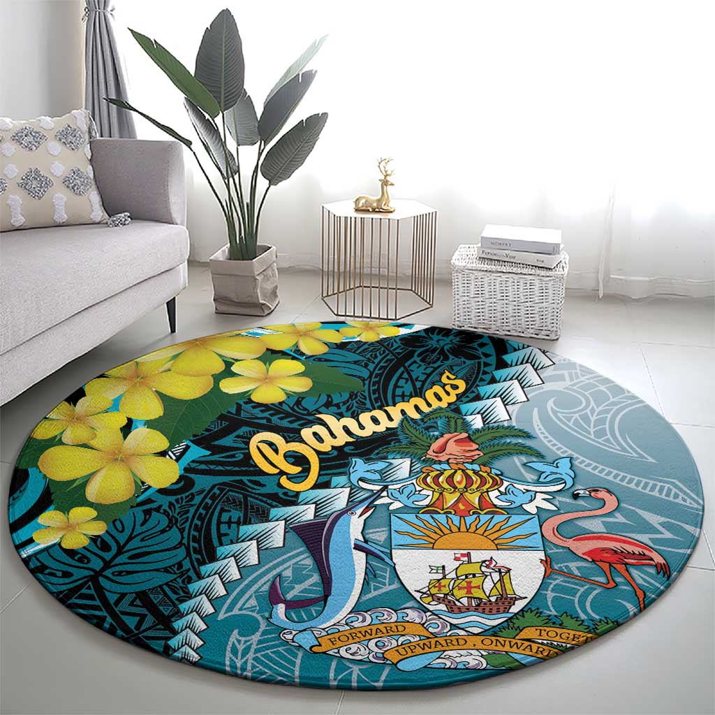 The Bahamas Round Carpet Bahamian Buttercup Polynesian Pattern