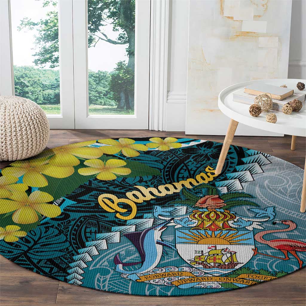 The Bahamas Round Carpet Bahamian Buttercup Polynesian Pattern
