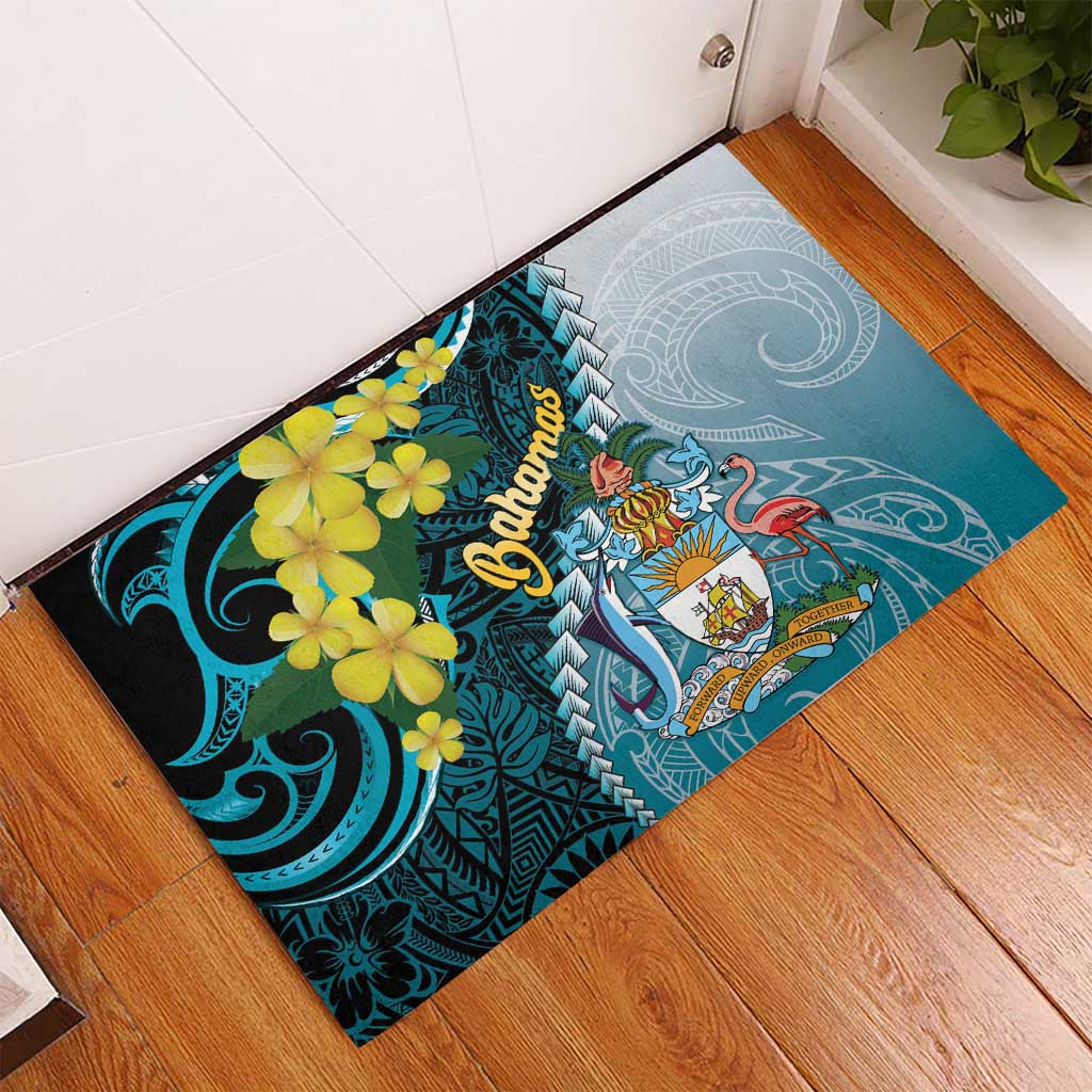 The Bahamas Rubber Doormat Bahamian Buttercup Polynesian Pattern