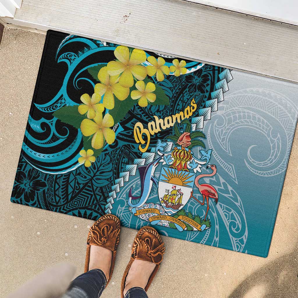 The Bahamas Rubber Doormat Bahamian Buttercup Polynesian Pattern