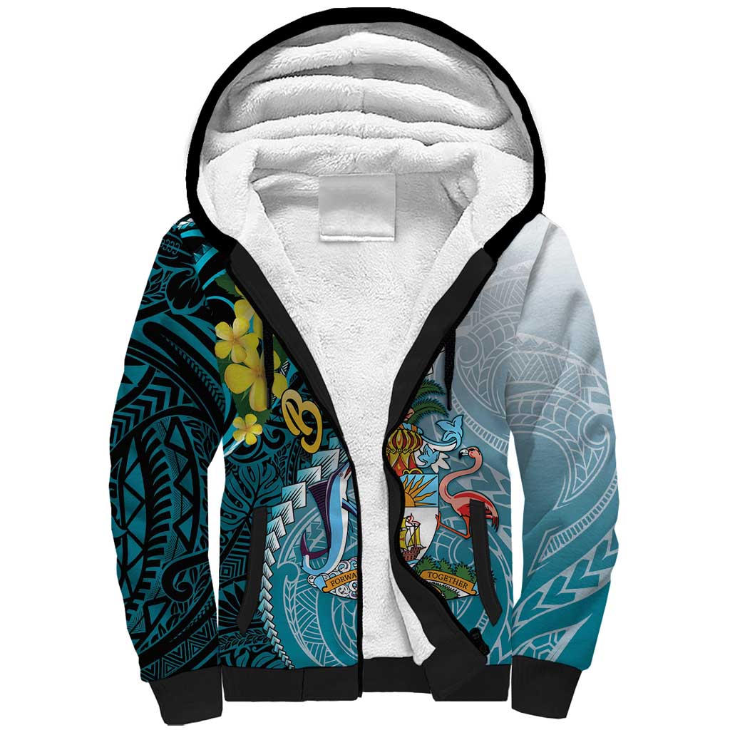 The Bahamas Sherpa Hoodie Bahamian Buttercup Polynesian Pattern