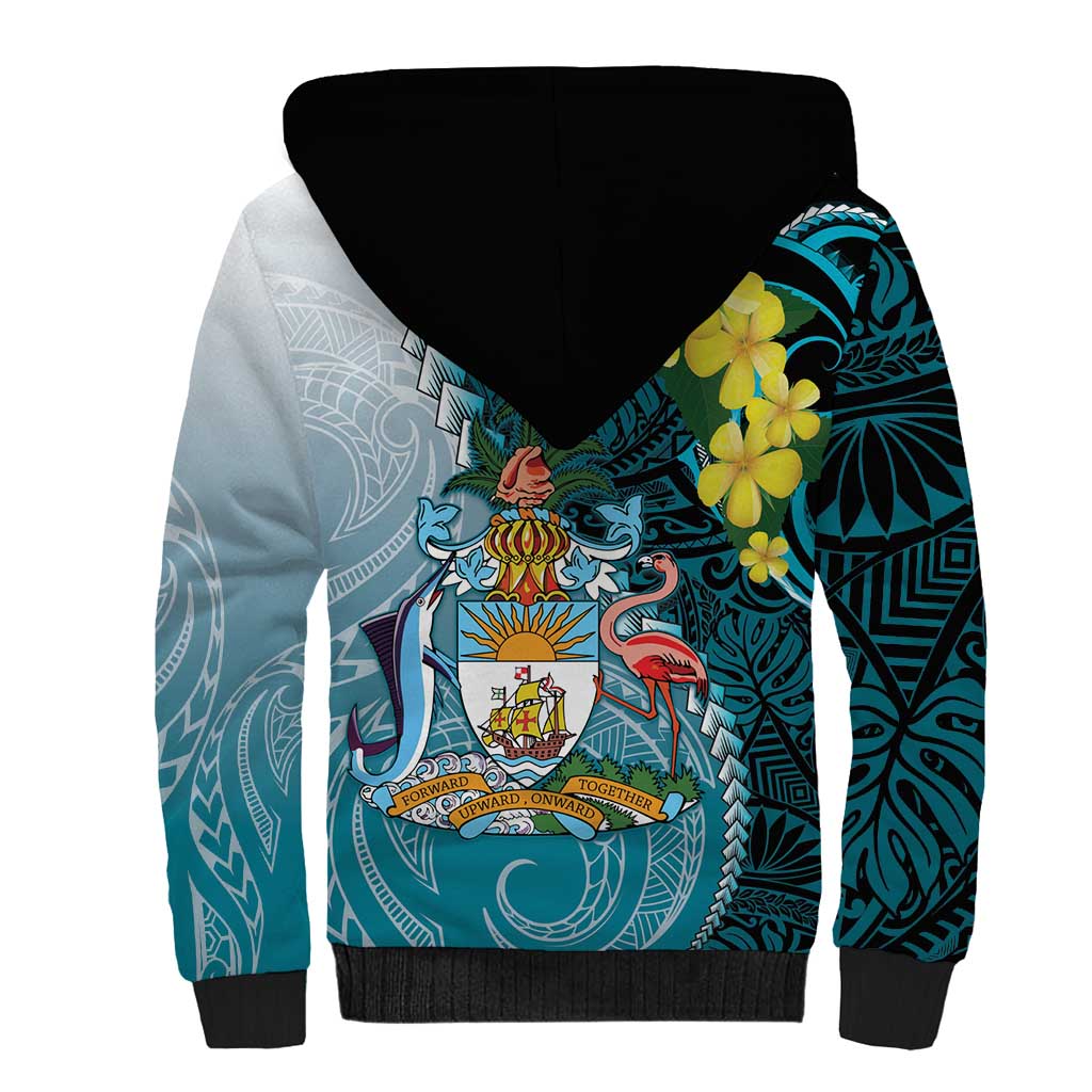 The Bahamas Sherpa Hoodie Bahamian Buttercup Polynesian Pattern