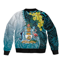 The Bahamas Sleeve Zip Bomber Jacket Bahamian Buttercup Polynesian Pattern