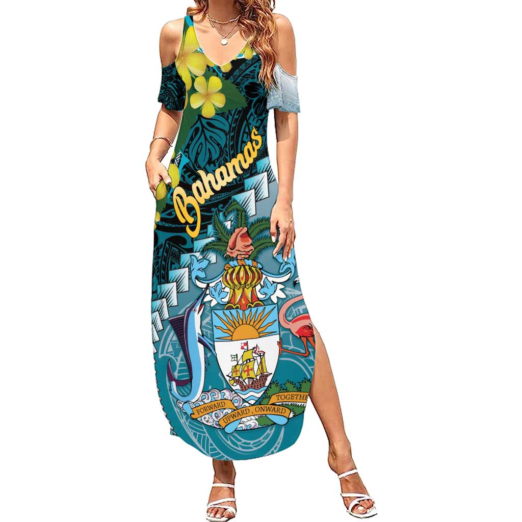 The Bahamas Summer Maxi Dress Bahamian Buttercup Polynesian Pattern