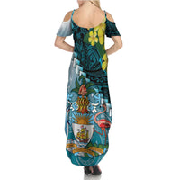The Bahamas Summer Maxi Dress Bahamian Buttercup Polynesian Pattern