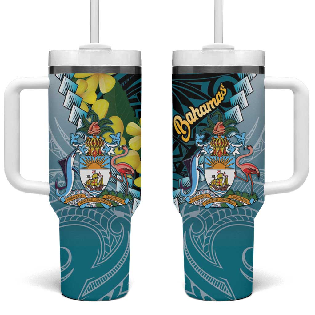 The Bahamas Tumbler With Handle Bahamian Buttercup Polynesian Pattern