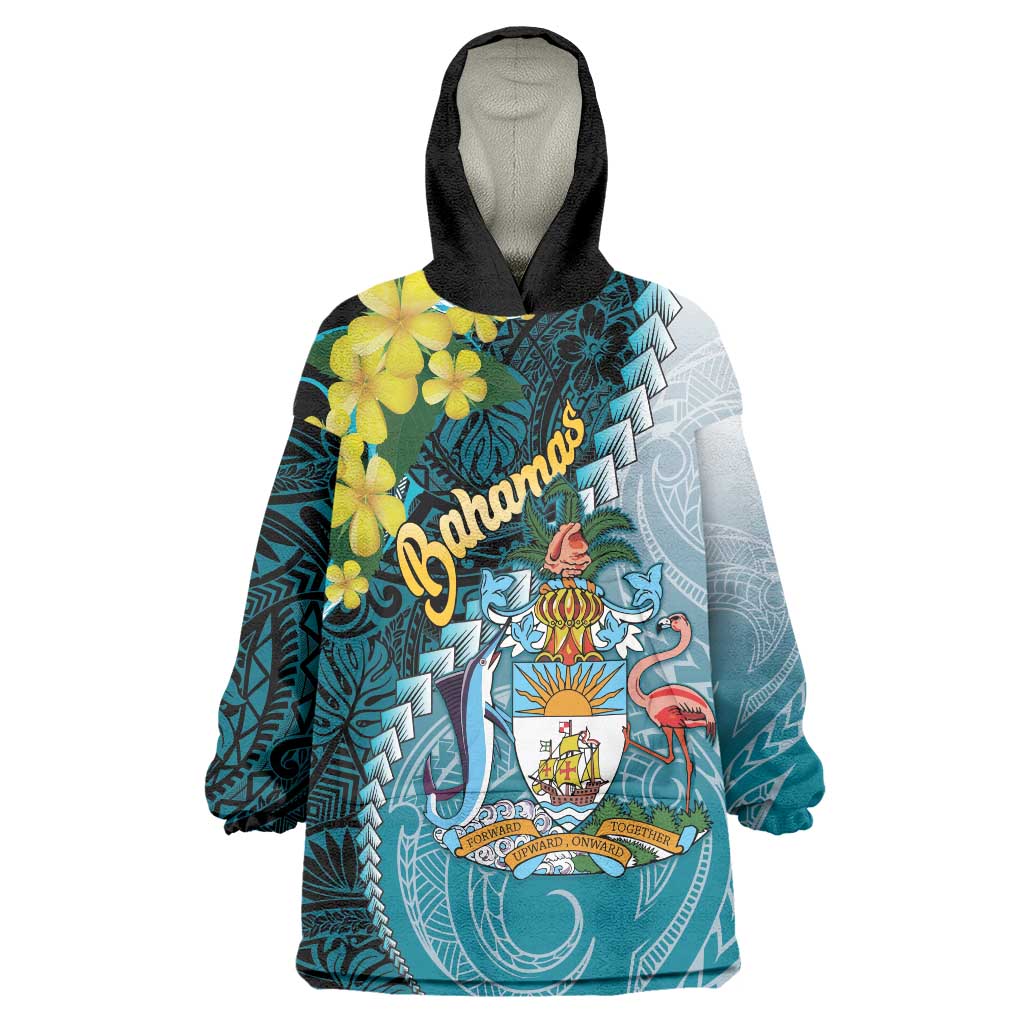 The Bahamas Wearable Blanket Hoodie Bahamian Buttercup Polynesian Pattern