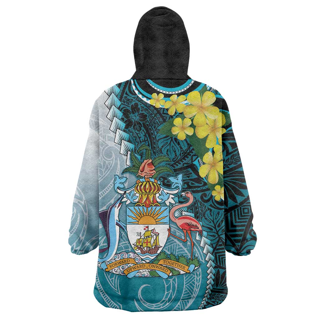 The Bahamas Wearable Blanket Hoodie Bahamian Buttercup Polynesian Pattern