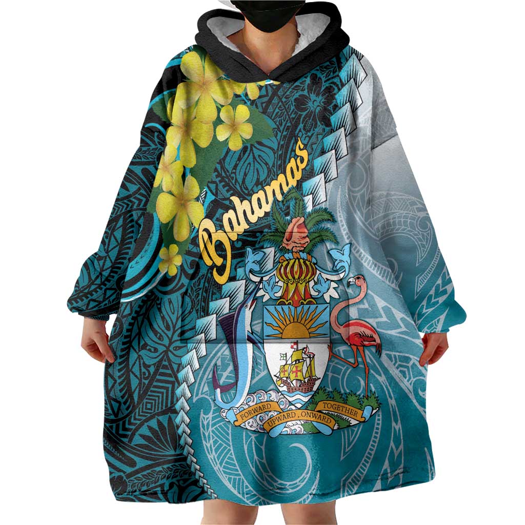 The Bahamas Wearable Blanket Hoodie Bahamian Buttercup Polynesian Pattern