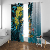 The Bahamas Window Curtain Bahamian Buttercup Polynesian Pattern