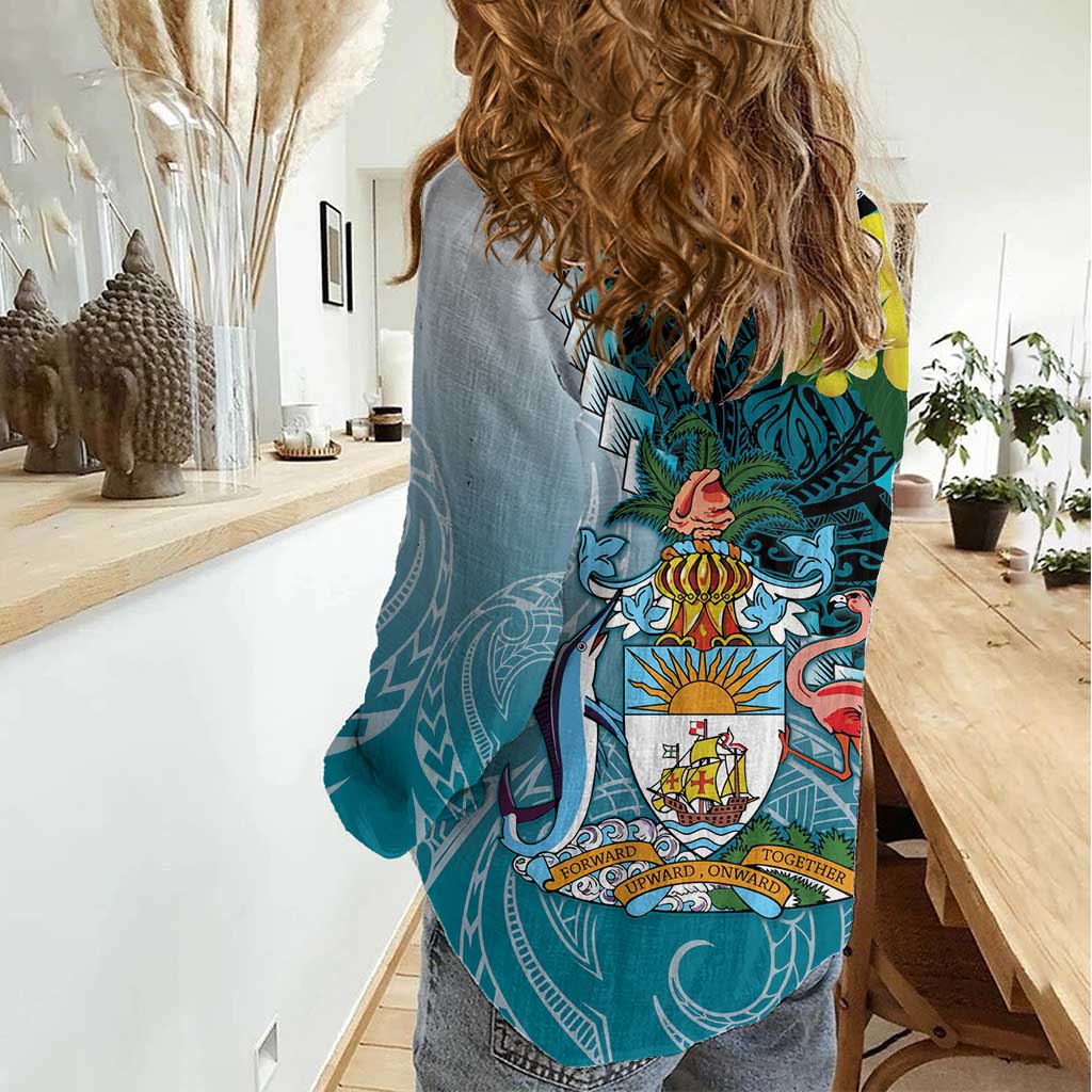 The Bahamas Women Casual Shirt Bahamian Buttercup Polynesian Pattern