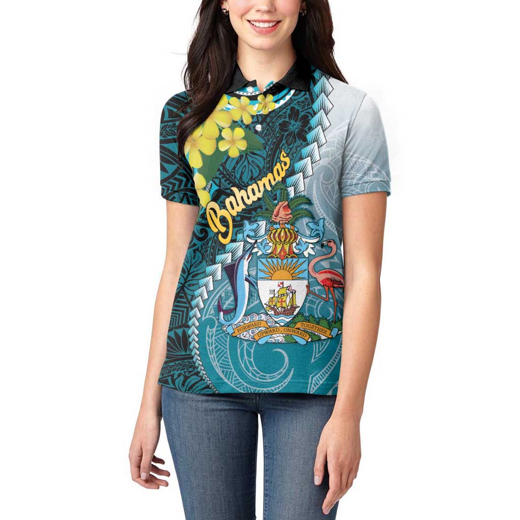 The Bahamas Women Polo Shirt Bahamian Buttercup Polynesian Pattern