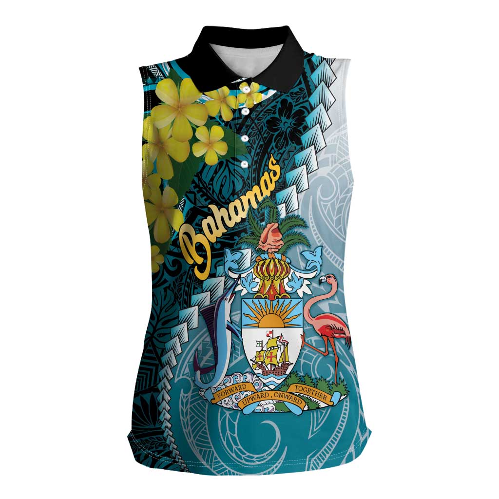 The Bahamas Women Sleeveless Polo Shirt Bahamian Buttercup Polynesian Pattern
