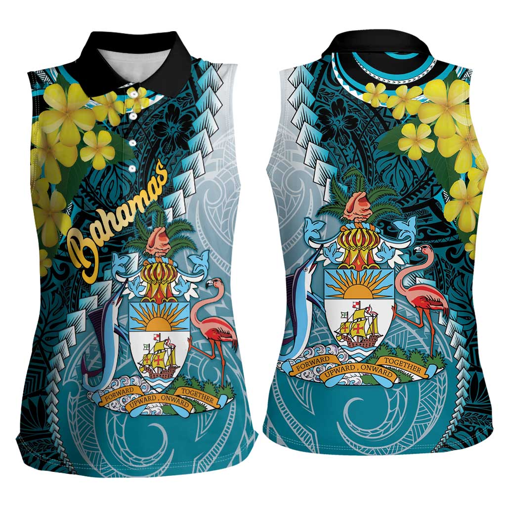 The Bahamas Women Sleeveless Polo Shirt Bahamian Buttercup Polynesian Pattern