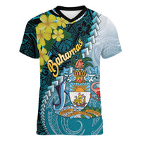 The Bahamas Women V-Neck T-Shirt Bahamian Buttercup Polynesian Pattern