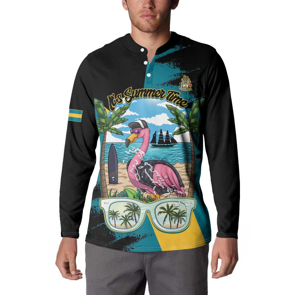The Bahamas Flamingo Button Sweatshirt It's Summer Time