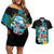 The Bahamas Flamingo Couples Matching Off Shoulder Short Dress and Hawaiian Shirt It's Summer Time