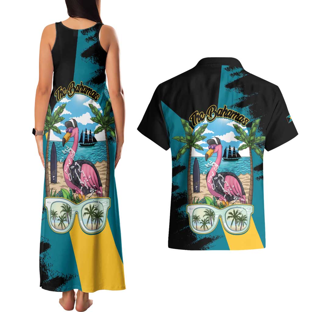 The Bahamas Flamingo Couples Matching Tank Maxi Dress and Hawaiian Shirt It's Summer Time