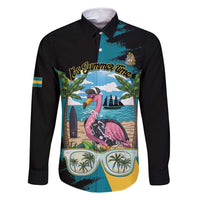 The Bahamas Flamingo Family Matching Long Sleeve Bodycon Dress and Hawaiian Shirt It's Summer Time