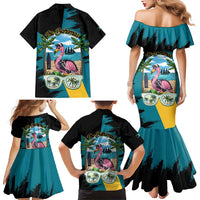 The Bahamas Flamingo Family Matching Mermaid Dress and Hawaiian Shirt It's Summer Time