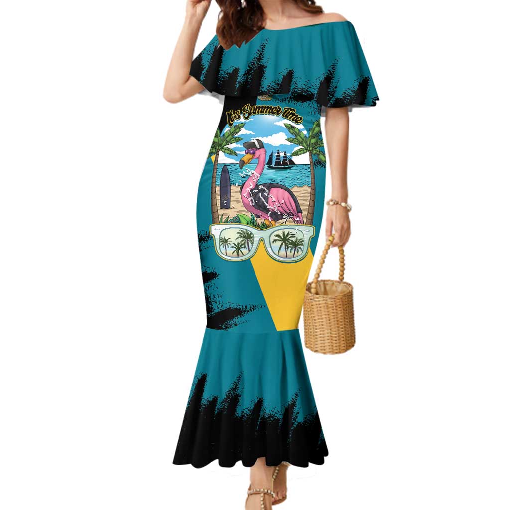 The Bahamas Flamingo Family Matching Mermaid Dress and Hawaiian Shirt It's Summer Time