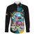 The Bahamas Flamingo Family Matching Off The Shoulder Long Sleeve Dress and Hawaiian Shirt It's Summer Time