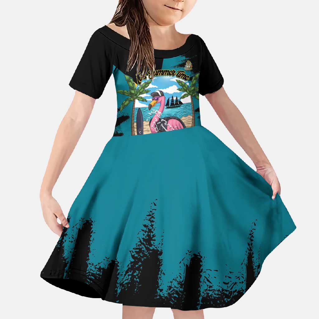 The Bahamas Flamingo Family Matching Off Shoulder Maxi Dress and Hawaiian Shirt It's Summer Time