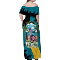 The Bahamas Flamingo Family Matching Off Shoulder Maxi Dress and Hawaiian Shirt It's Summer Time