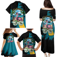 The Bahamas Flamingo Family Matching Puletasi and Hawaiian Shirt It's Summer Time