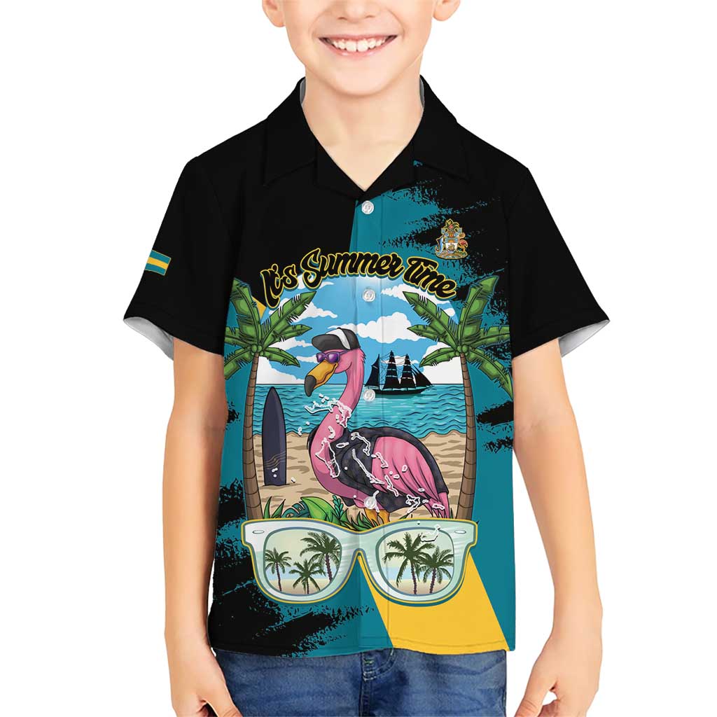 The Bahamas Flamingo Family Matching Short Sleeve Bodycon Dress and Hawaiian Shirt It's Summer Time
