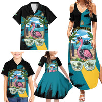 The Bahamas Flamingo Family Matching Summer Maxi Dress and Hawaiian Shirt It's Summer Time