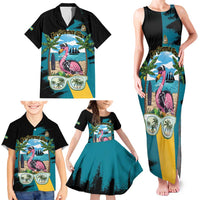 The Bahamas Flamingo Family Matching Tank Maxi Dress and Hawaiian Shirt It's Summer Time