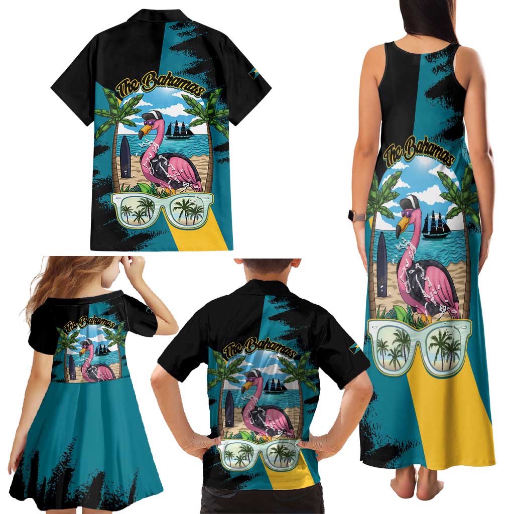The Bahamas Flamingo Family Matching Tank Maxi Dress and Hawaiian Shirt It's Summer Time
