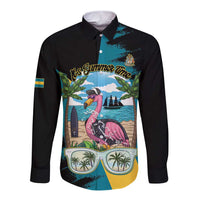 The Bahamas Flamingo Long Sleeve Button Shirt It's Summer Time
