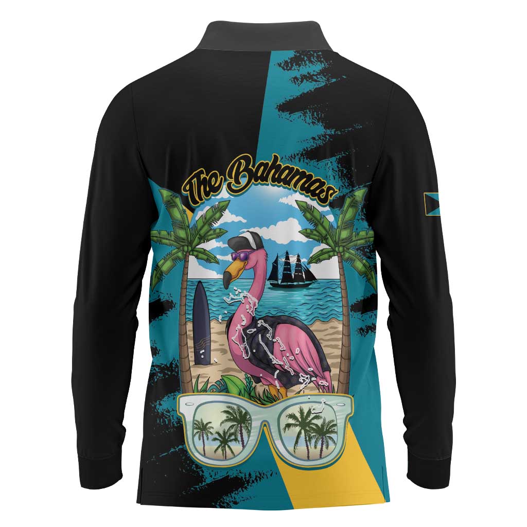 The Bahamas Flamingo Long Sleeve Polo Shirt It's Summer Time