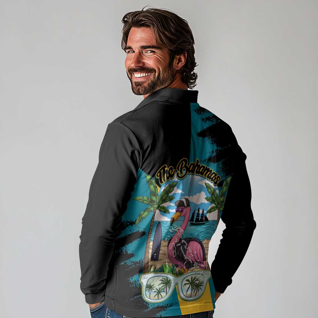 The Bahamas Flamingo Long Sleeve Polo Shirt It's Summer Time