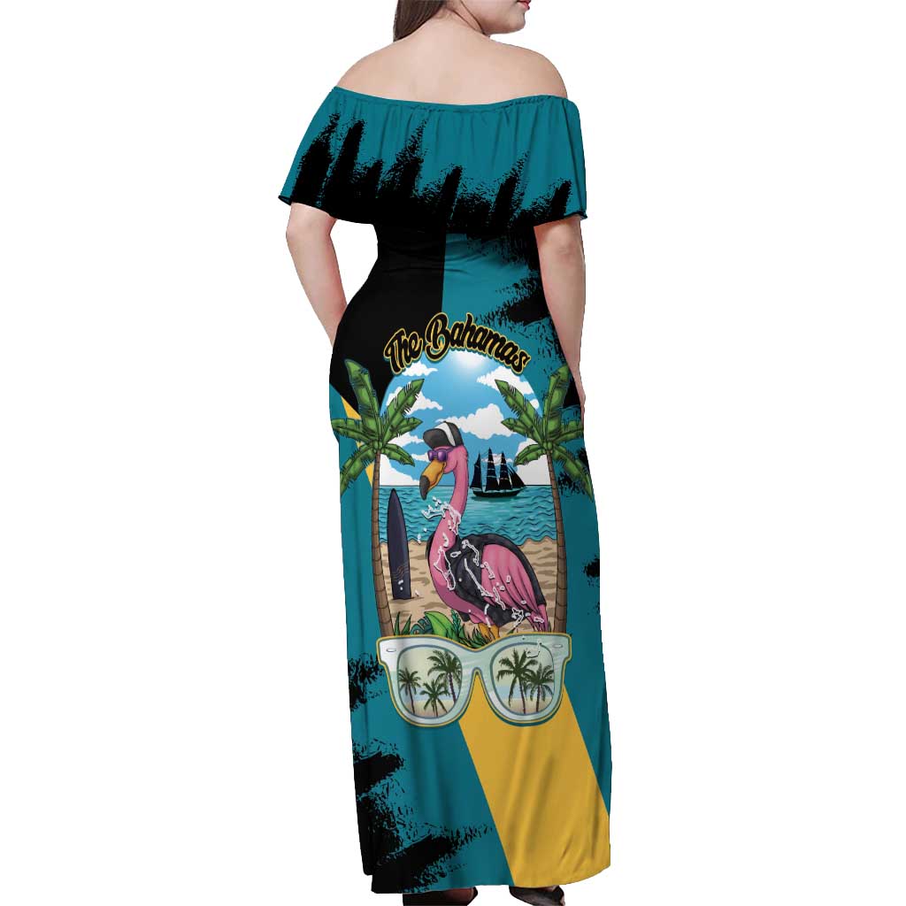 The Bahamas Flamingo Off Shoulder Maxi Dress It's Summer Time