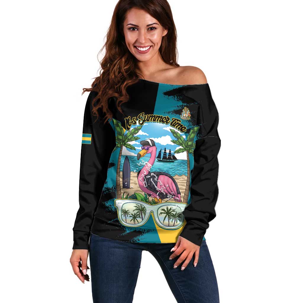 The Bahamas Flamingo Off Shoulder Sweater It's Summer Time
