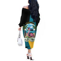 The Bahamas Flamingo Off The Shoulder Long Sleeve Dress It's Summer Time