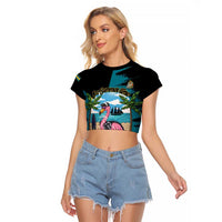 The Bahamas Flamingo Raglan Cropped T Shirt It's Summer Time